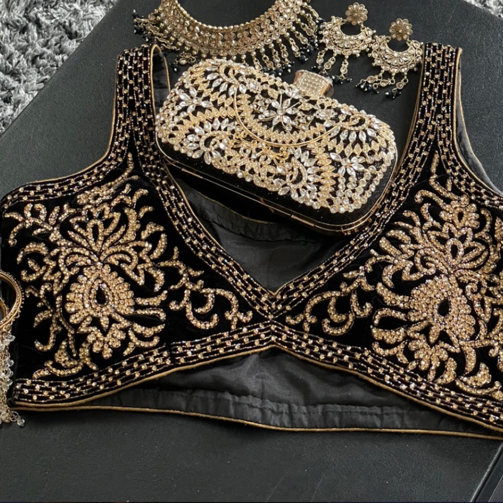 Black saree blouse Embellished Black and Gold Blouse